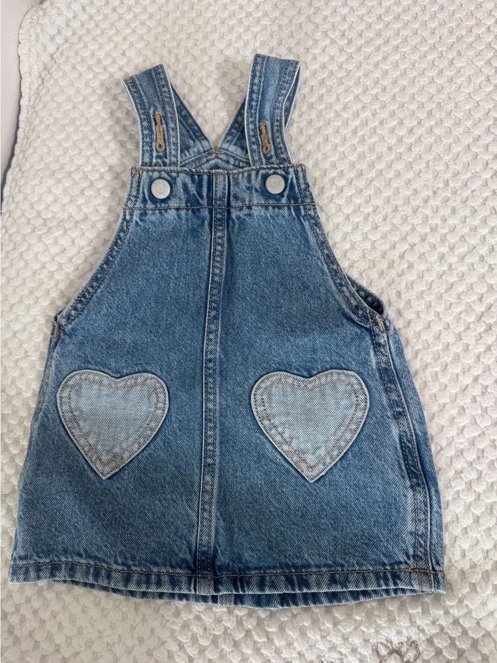 Old Navy Denim Overall Dress with Heart Pockets - Blue